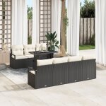 Ensemble de canap�s de jardin 8 pi�ces avec coussins en rotin noir poly, canap� de jardin 2 places avec ...
