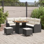 Ensemble de canapé de jardin 8 pièces vidaxl avec coussins en rattan noir poly et acacia, canapé de jardin ... Ensemble de canapé de jardin 8 pièces vidaxl avec coussins en rattan noir poly et acacia, canapé de jardin ...