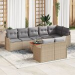 Ensemble de canap de jardin 9 pices avec coussins beige en rotin synthtique, canap de jardin 2 places ...