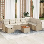 Ensemble de canap�s de jardin 9 pi�ces avec coussins beige rotin synth�tique, canap� de jardin 2 places ...