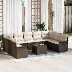 Ensemble de canap� de jardin 9 pi�ces avec coussins gris rotin synth�tique, canap� de jardin 2 places ...