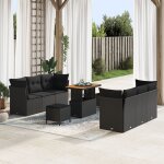 Ensemble de canapé de jardin 9 pièces avec coussins noir poly rotin acacia, ensemble de salle a manger ... Ensemble de canapé de jardin 9 pièces avec coussins noir poly rotin acacia, ensemble de salle a manger ...
