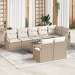 Ensemble de canap�s de jardin 9 pi�ces avec coussins en poly rattan marron, canap� de jardin 2 places ...