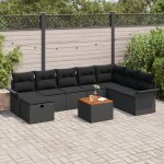 Ensemble de canap� de jardin 9 pi�ces avec coussins en rattan synth�tique noir vidaxl, canap� de jardin ...