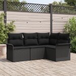 Ensemble de canap�s de jardin modulable 4 pi�ces avec coussins noir poly rattan, canap� de jardin 2 places ...