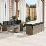 Ensemble de canap� de jardin en rattan poly grise de 11 pi�ces avec coussins, ensemble de salle a manger ...