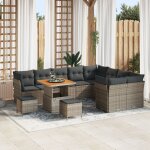 Ensemble de canap�s de jardin vidaxl 12 pi�ces avec coussins gris poly rattan acacia, ensemble de salle ...
