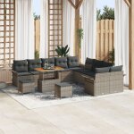 Ensemble de canap de jardin vidaxl 13 pices avec housses gris rattan synthtique acacia, canap de ...
