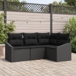Ensemble de canap� de jardin vidaxl 4 personnes noir rattan, tissu