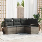 Ensemble de canaps de jardin vidaxl 4 pices avec coussins gris rotin synthtique, canap de jardin ...
