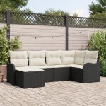 Ensemble de canap de jardin vidaxl 6 pices avec coussins noir en rotin synthtique, canap de jardin ...