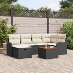 Ensemble de canap�s de jardin vidaxl 7 pi�ces avec coussins noir rattan poly, canap� de jardin 2 places ...