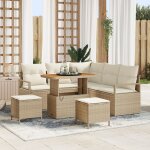 Ensemble de canap� de jardin vidaxl 8 pi�ces avec coussins beige poly rattan acacia, canap� de jardin ...