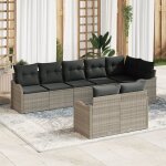 Ensemble de canap�s de jardin vidaxl 8 pi�ces avec coussins gris clair en rotin synth�tique, canap� de ...