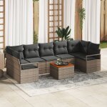 Ensemble de canap� de jardin vidaxl 8 pi�ces avec coussins gris rattan acacia, canap� de jardin vidaxl ...