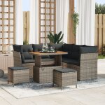 Ensemble de canap de jardin vidaxl 8 pices avec coussins gris, rotin en polythylne acacia, ensemble ...
