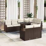 Ensemble de canap� de jardin vidaxl 9 pi�ces avec coussins marron rattan poly, canap� de jardin 2 places ...