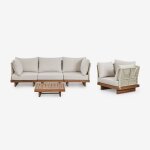 Ensemble de canapé modulaire dailin 3 pièces avec 2 chaises d'angle, table basse et fauteuil en bois ... Ensemble de canapé modulaire dailin 3 pièces avec 2 chaises d'angle, table basse et fauteuil en bois ...