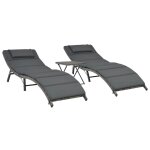 Ensemble de chaises longues pliables 5 pcs r�sine tress�e gris
