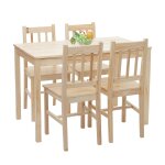 Ensemble de chaises et table de salle a manger style rustique en bois massif pin 04 0003065