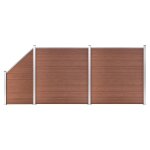 Ensemble de clture wpc 2 carr + 1 inclin 446 x 186 cm marron