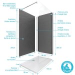 Ensemble complet douche  l'italiennne avec receveur 120x90 + paroi chrome + panneaux muraux 90&120