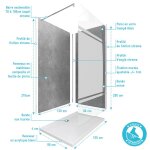 Ensemble complet douche � l'italiennne avec receveur 120x90 + paroi miroir + panneaux muraux