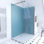 Ensemble complet douche � l'italiennne avec receveur 120x90 + paroi transparent + panneaux muraux