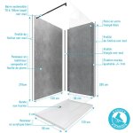 Ensemble complet douche � l'italiennne avec receveur 120x90 + paroi transparent + panneaux muraux