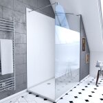 Ensemble complet douche � l'italiennne avec receveur 90x120 + paroi depolie + panneaux muraux