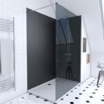 Ensemble complet douche � l'italiennne avec receveur 90x120 + paroi fum�e + panneaux muraux