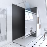 Ensemble complet douche � l'italiennne avec receveur 90x120 + paroi miroir + panneaux muraux noir