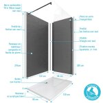 Ensemble complet douche � l'italiennne avec receveur 90x120 + paroi transparent + panneaux muraux
