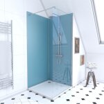 Ensemble complet douche à l'italiennne avec receveur 90x90 + paroi chrome + panneaux muraux Ensemble complet douche à l'italiennne avec receveur 90x90 + paroi chrome + panneaux muraux