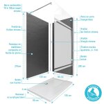 Ensemble complet douche à l'italiennne avec receveur 90x90 + paroi miroir + panneaux muraux ardoise Ensemble complet douche à l'italiennne avec receveur 90x90 + paroi miroir + panneaux muraux ardoise