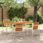 Ensemble de d�ner de jardin 5 pi�ces vidaxl en bois massif d'acacia, table de d�ner d'ext�rieur vidaxl ...