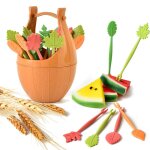 Ensemble de fourchettes a fruits biodgradables, 16 pices, feuilles de paille de bl, fourchettes de ...