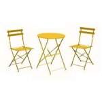 Ensemble gu�ridon de jardin cuba Ø 60 cm - miel + 2 chaises pliante cuba