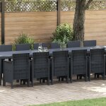 Ensemble de jardin 17 pices avec coussins anthracite en rsine, table de jardin anthracite 250x100x73 ...