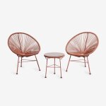 Ensemble de jardin avec 2 fauteuils et table d'appoint en acier et rotin synth�tique new acapulco terracota ...