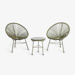 Ensemble de jardin avec 2 fauteuils et table d'appoint en acier et rotin synth�tique new acapulco vert ...