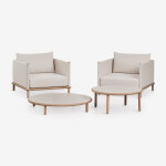 Ensemble de jardin avec 2 fauteuils et 2 tables basses rondes en bois d'acacia olivia blanc gardenia ...