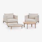 Ensemble de jardin avec 2 fauteuils et 2 tables basses rondes en bois d'acacia olivia blanc gardenia ...
