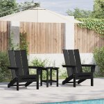 Ensemble de jardin 3 pi�ces vidaxl noir hdpe, chaise adirondack pliable vidaxl noire 74, 5x80, 5x90 cm ...