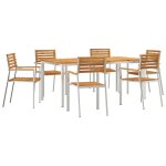 Ensemble de jardin 7 pi�ces vidaxl en bois d'acacia massif, table ext�rieur vidaxl 180x90x75 cm en acacia ...
