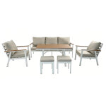Ensemble de jardin 7 places avec table effet bois apia