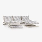 Ensemble de jardin amaro avec canap modulable 3 pices, table d'appoint et pouf tapioca beige - bleu ...