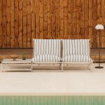 Ensemble de jardin avec canap� modulaire 2 pi�ces et table d'appoint convertible amaro tapioca beige ...