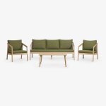 Ensemble de jardin avec canap�, 2 fauteuils et table basse en bois d'acacia kaela acacia marron clair ...