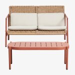 Ensemble de jardin avec canap� 2 places et table basse en aluminium et rotin synth�tique duroli terracota ...